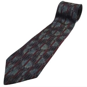 J.T. Beckett Mens Maroon and Dark Turquoise 100% Italian Silk Tie Size 57 in